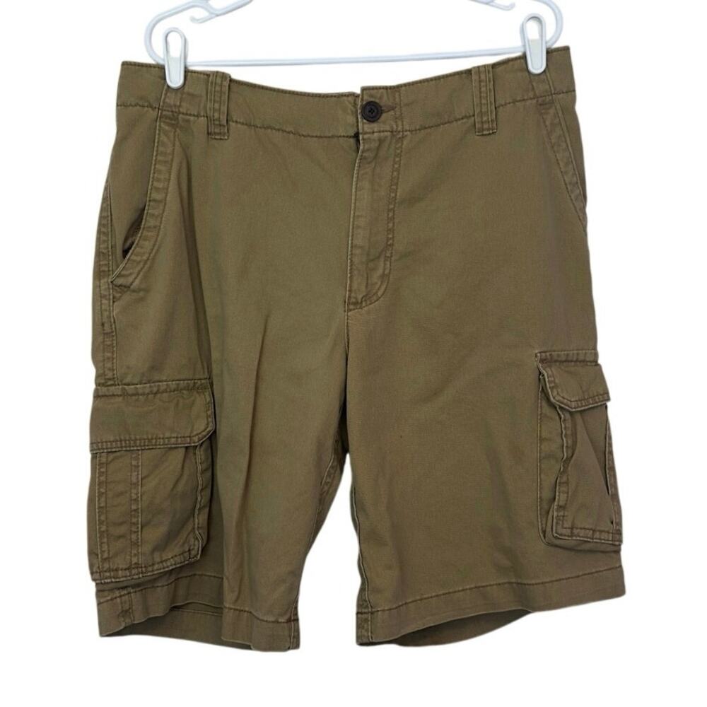Aeropostale Mens Tan Cargo Shorts Size 36 Pockets Drawstring Utility Casual